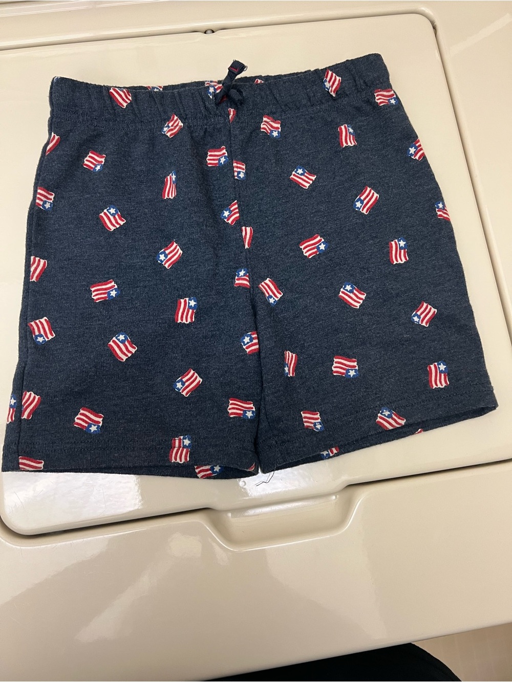🔵4/$20 Jumping Beans Toddler Shorts size 4T Blue w/ Red, White, Blue Flags EUC